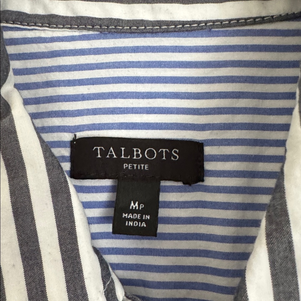 Talbots Multiple Blue Striped Cropped Button Down… - image 2